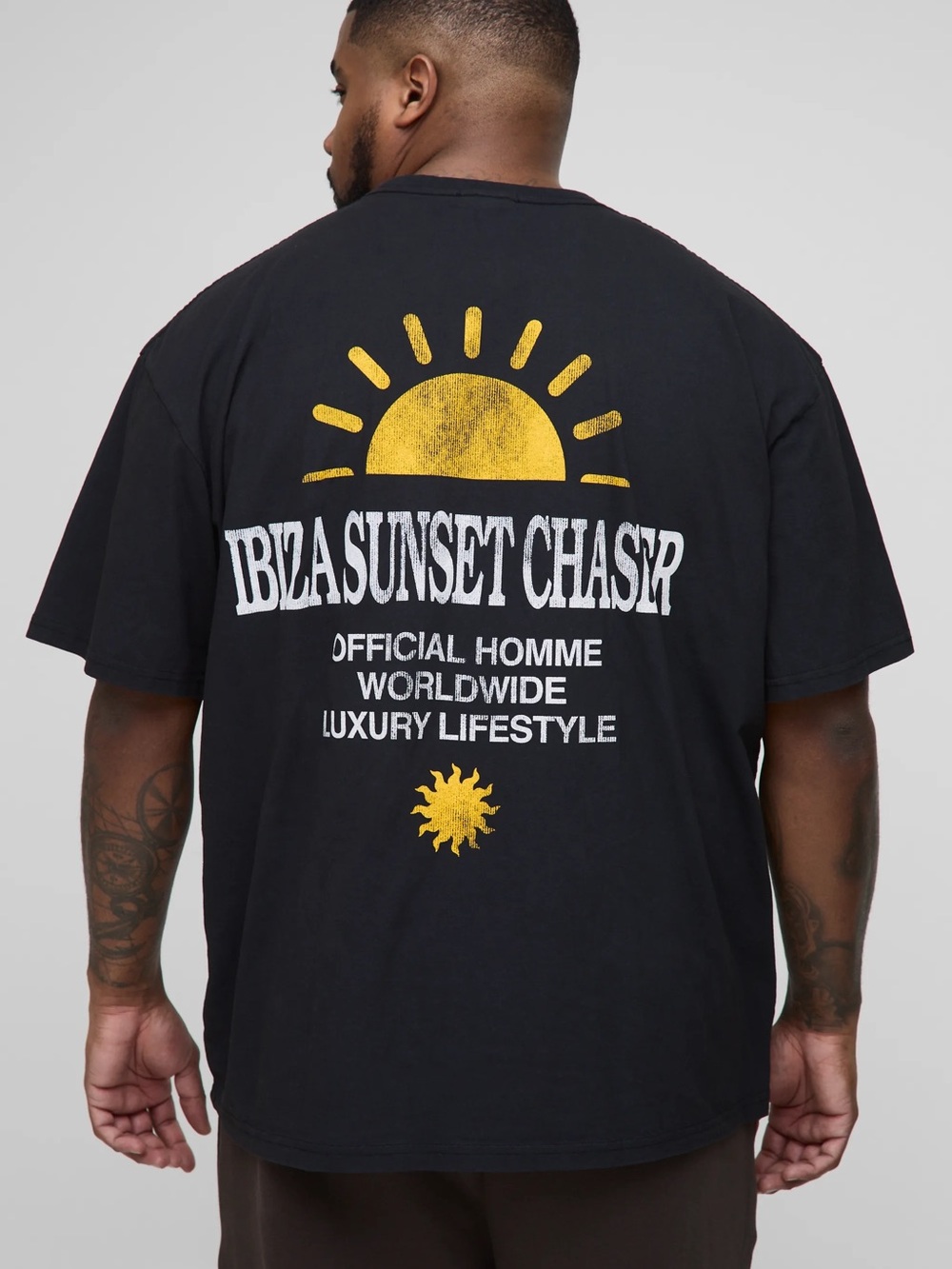 boohooman - Ibiza Sunset Chaser Graphic Tee - Black - xxL 2xL